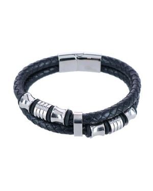 Trafalgar Loose Fit And Leather 2 Band Secure Clasp Leather Bracelet - Blue