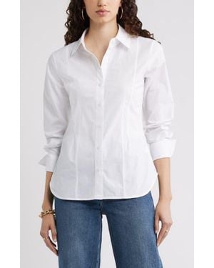 Nordstrom Poplin Waisted Button Down Shirt - White
