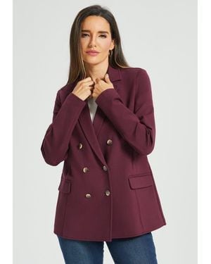 Betabrand Double Breasted Blazer Stretch Ponte - Purple