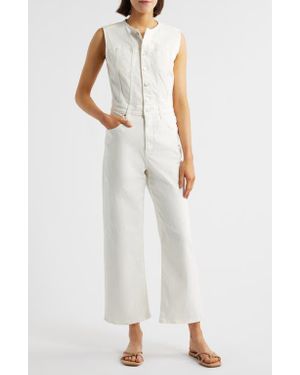 PAIGE Cirie Ankle Straight Leg Jumpsuit - White