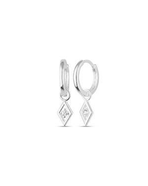 Spero London Sterling Rhombus Pave Spike Drop Earring - White