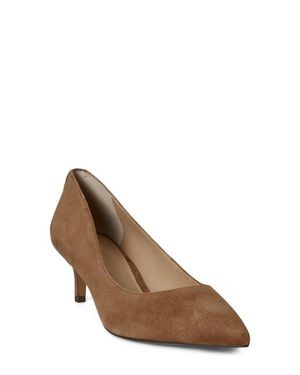 Ralph Lauren Adrienne Pointed Toe Kitten Heel Pump - Brown