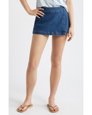 BP. Low Rise Wrap Denim Skirt - Blue
