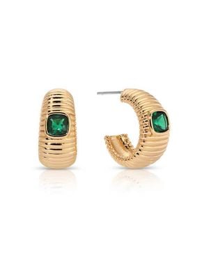 Ettika Ribbed Medium Hoop Earrings - Green