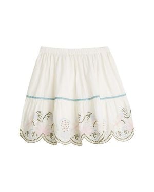 Scotch & Soda Kids' Embroidered Scalloped Hem Cotton Skirt - White