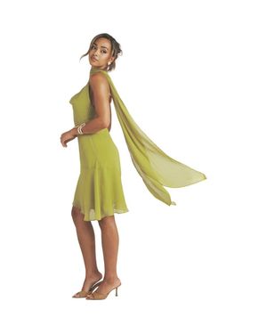 Six Stories Ava Cowl Neck Chiffon Mini Dress - Yellow
