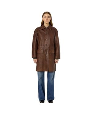 Gerard Darel Madyson Long Leather Jacket - Brown