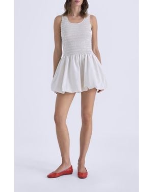 Pistola Ilona Smocked Bodice Fit & Flare Minidress - White