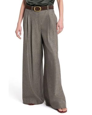 Twp Avery Herringbone Wool Blend Wide Leg Pants - Brown