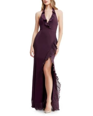 open lace back dress Wedtrend Women Lilac Halter Mermaid Wedding Guest Dress V Neck Long Party Dress, Lilac / US20W