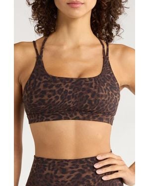 Mpg Leopard Print Strappy Sports Bra - Black