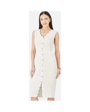 Yumi' Cotton Scallop Crochet Knitted Dress - White