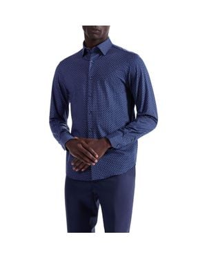 Bugatchi Jules Ooohcotton Geo Print Button-Down Shirt - Blue