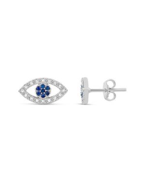 SHYMI Pavé Evil Eye Stud Earrings - Blue