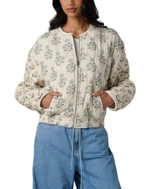 Blank NYC Floral Quilted Bomber Jacket - Gray