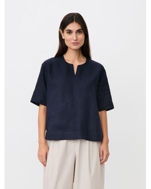 Masai Madolorea Linen Short Sleeve Tunic Top - Blue
