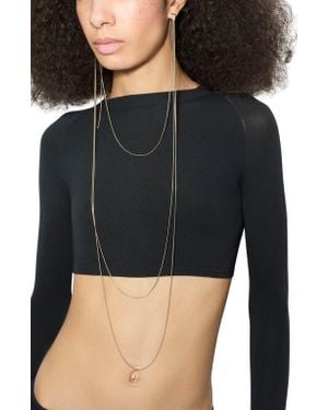 Alaïa Long Sleeve Crop Top - Black