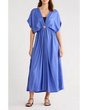 high split halter neck maxi dress in ivory Drape Ruched Halter Maxi Dress Ivory – Davis Active