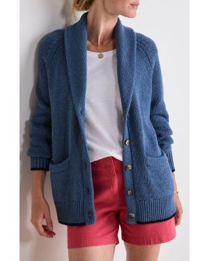 Vineyard Vines Flag Intarsia Shawl Collar Merino Wool & Cotton Cardigan - Blue