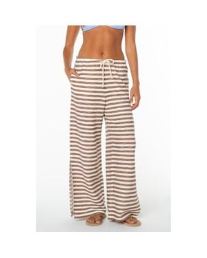 Roxy Beach Breeze Stripe Drawstring Waist Stretch Cotton Pants - Multicolor