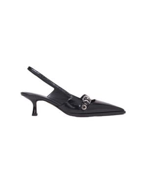 Maje Leather Pumps With Eyelet Strap - Black