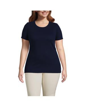 Lands' End Plus Size Micro Rib T-Shirt - Blue