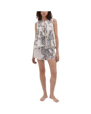 Desmond & Dempsey Pleated Cotton Short Pajamas - Gray