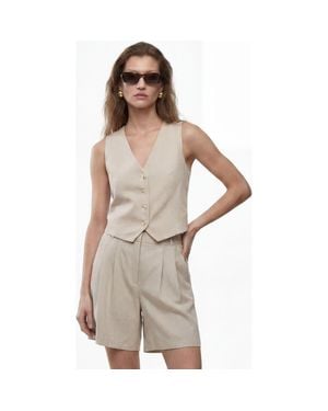Koton V-Neck Boxy Vest - Natural