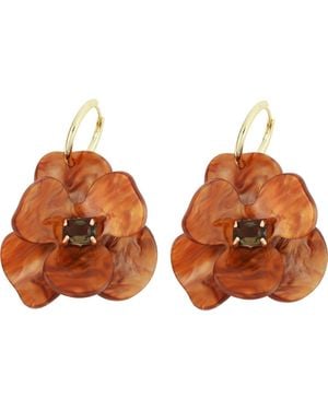 Panacea Resin Flower Earrings - Brown
