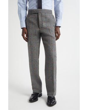 Thom Browne Classic Fit Hunting Herringbone Tweed Backstrap Pants - Gray