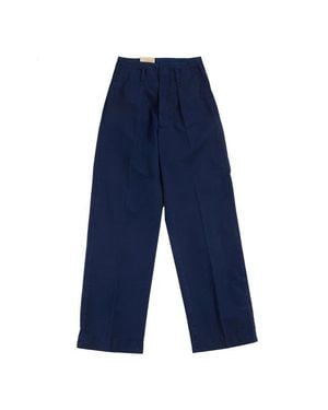 Fortela Double Pleat Cotton Pants - Blue