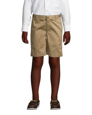 Lands' End School Uniform Boys Plain Front Blend Chino Shorts - Natural