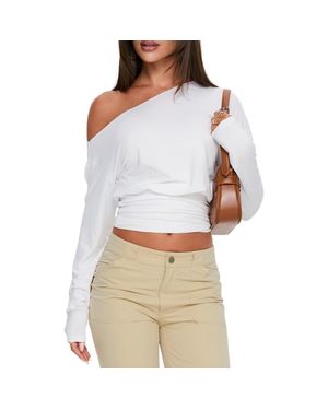 Princess Polly Ashlinn One-Shoulder Crop Top - White