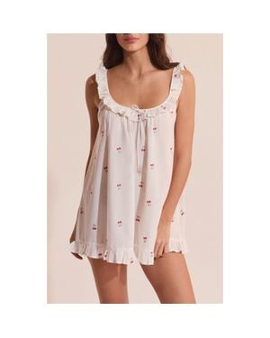 Etam Riviere Cherry Print Cotton Nightgown - Pink