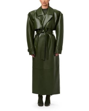 Naked Wardrobe Faux Leather Trench Coat - Green