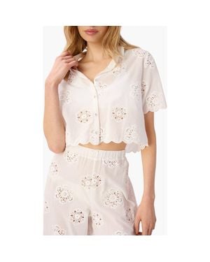 Cami NYC Xana Floral Embroidery Woven Crop Top - White