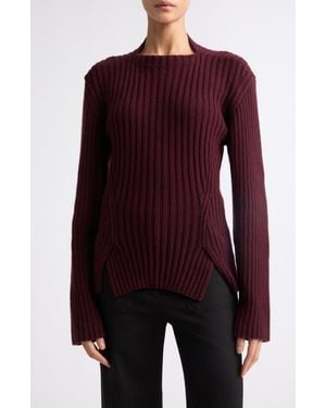 Victoria Beckham Rib Wool & Cashmere Sweater - Purple