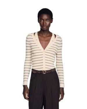 Sandro Striped Ribbed Cardigan - Multicolor