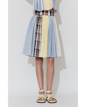 De Loreta Aire Pleated Cotton Midi Skirt - Blue