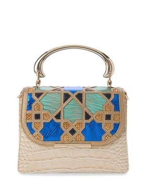 Brahmin Small Hallie Embossed Leather Top Handle Bag - Blue