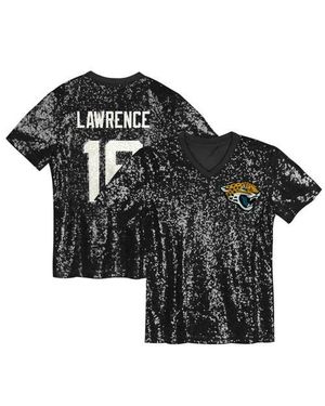Outerstuff Girls Youth Trevor Lawrence Jacksonville Jaguars Sequin V-Neck Fashion Jersey - Black