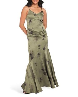audrina floral chiffon midi dress Petal & Pup Audrina Floral Chiffon Midi Dress in Red