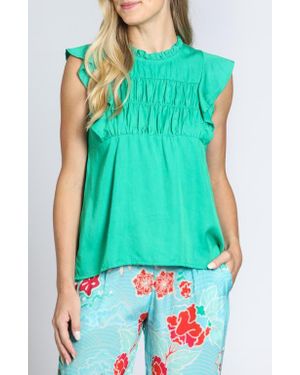 Apny Flutter Sleeve Top - Green