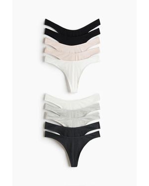H&M 10-Pack Cotton Thong Briefs - White