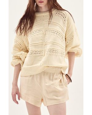 DELUC Faial Open Stitch Cotton Blend Sweater - Natural