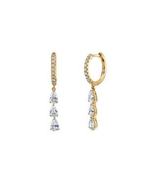 Gemma Azzurro Tear Drops Dangling Huggie Earrings - Metallic
