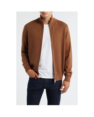 BOSS Illarione Zip Wool Cardigan - Brown