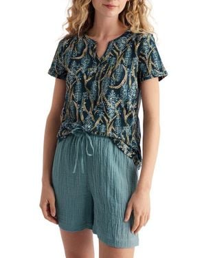 Seasalt Cornwall Waterflow Floral Print Organic Cotton Top - Green