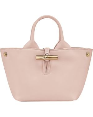 Longchamp Extra Small Le Roseau Leather Bucket Bag - Pink