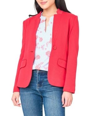 Gibsonlook Inverted Notch Collar Cotton Blend Knit Blazer - Red